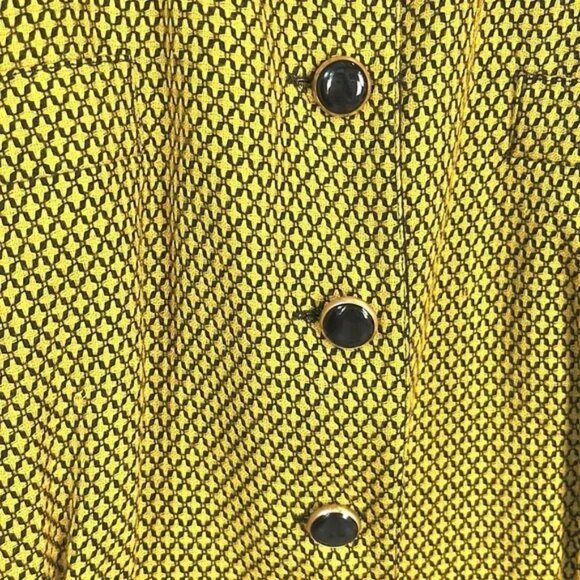 Eleanor P Brenner Vintage Yellow Diamond-Jacquard Button Jacket - Picture 4 of 8